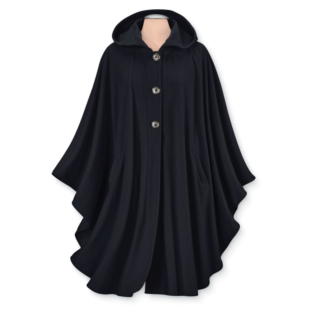 The Pyramid Collection Black Hooded Fleece Cape - One Size